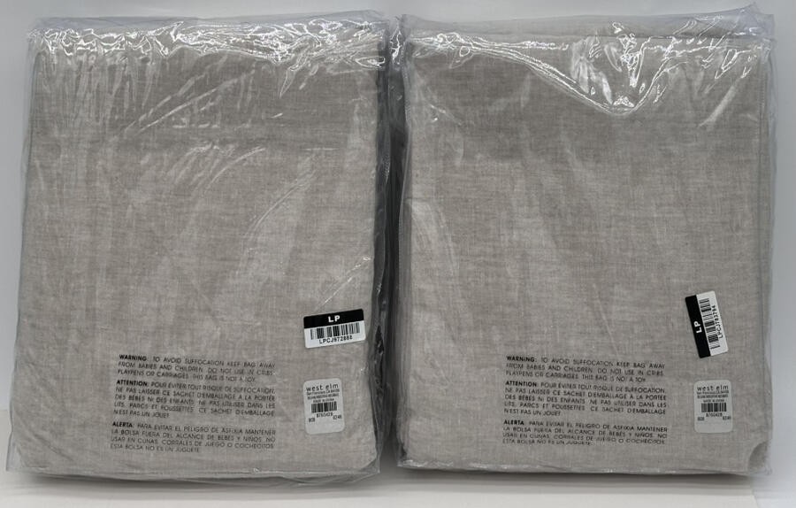 west elm Belgian European Flax Linen Curtain Drape (2) ~ 48 x 108 ~ Natural Flax