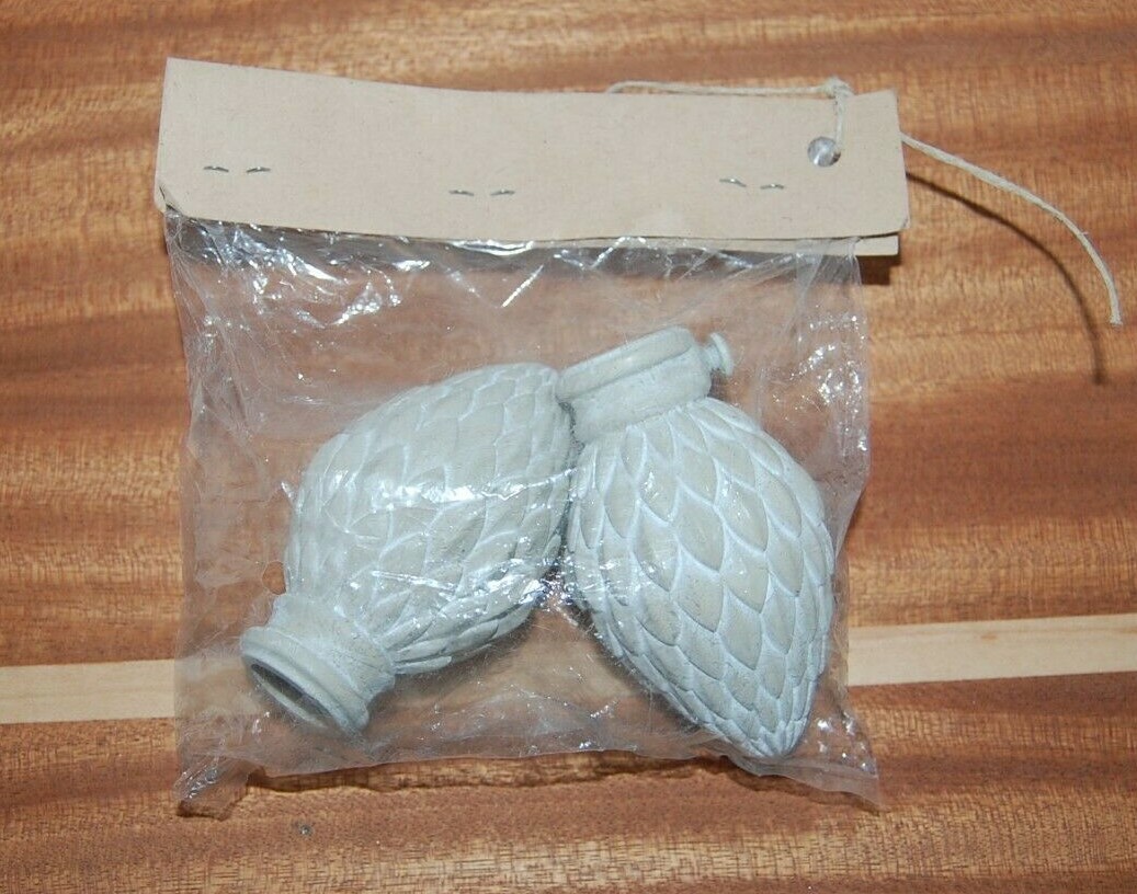 Decorative Finials Pinecone Style Beige Color 3 1/4″ Long Set Of 2