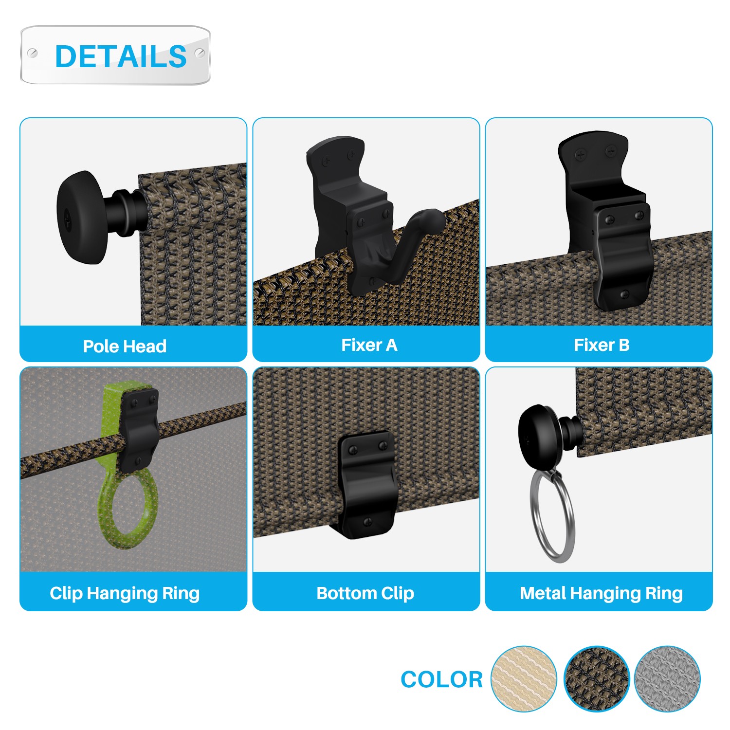 Foldable Shade UV Blind Screen Safety Patio Outdoor Deck Gazebo Porch Brown