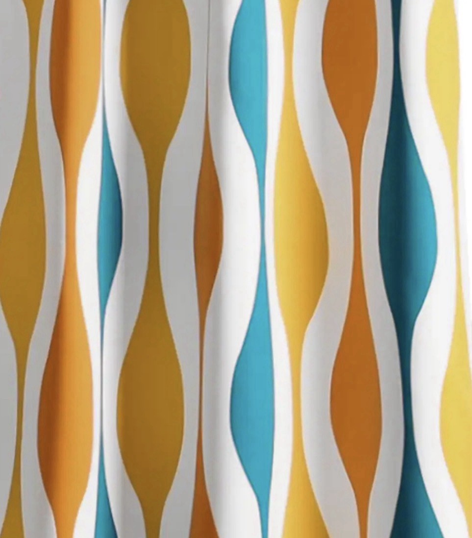 Lush Decor Mid Century Geo Light Filtering Curtain Panel Pair 52×95 Turq & Orng