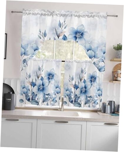 Tier and Swag Window Curtain Set,Summer 24″W x 56″L (Pack of 3) Naturecrn6594