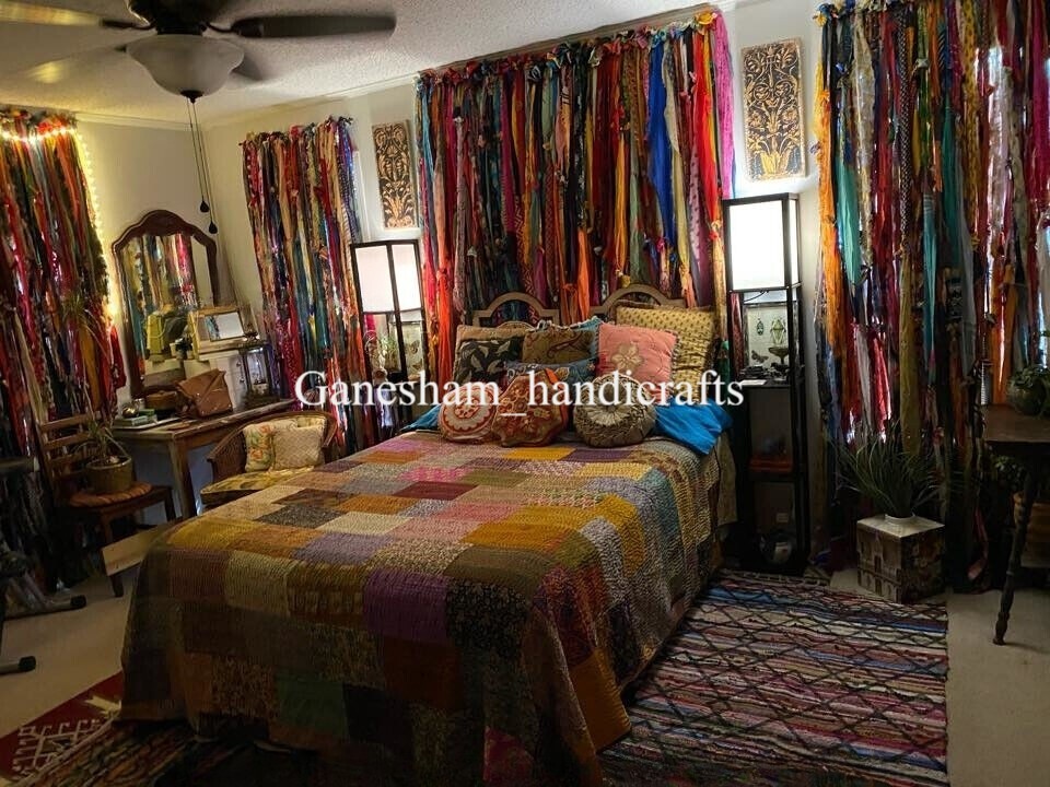 50 Strands, Bohemian gypsy rag Window Bohemian Valance Indian Backdrop curtains