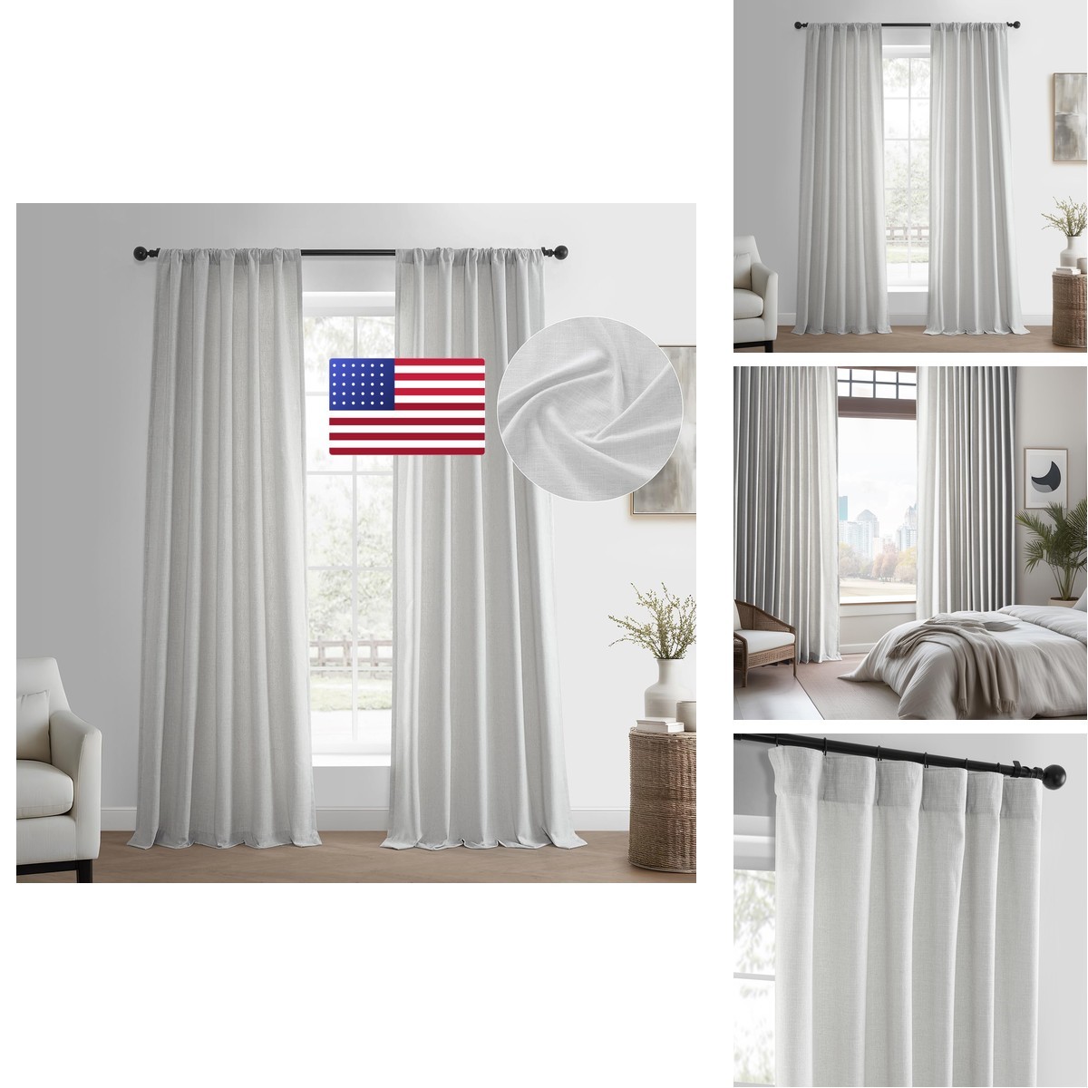 Hpd Half Drapes Hpd Half Drapes Basic Faux Linen Curtains – 108 Inch Long Pair