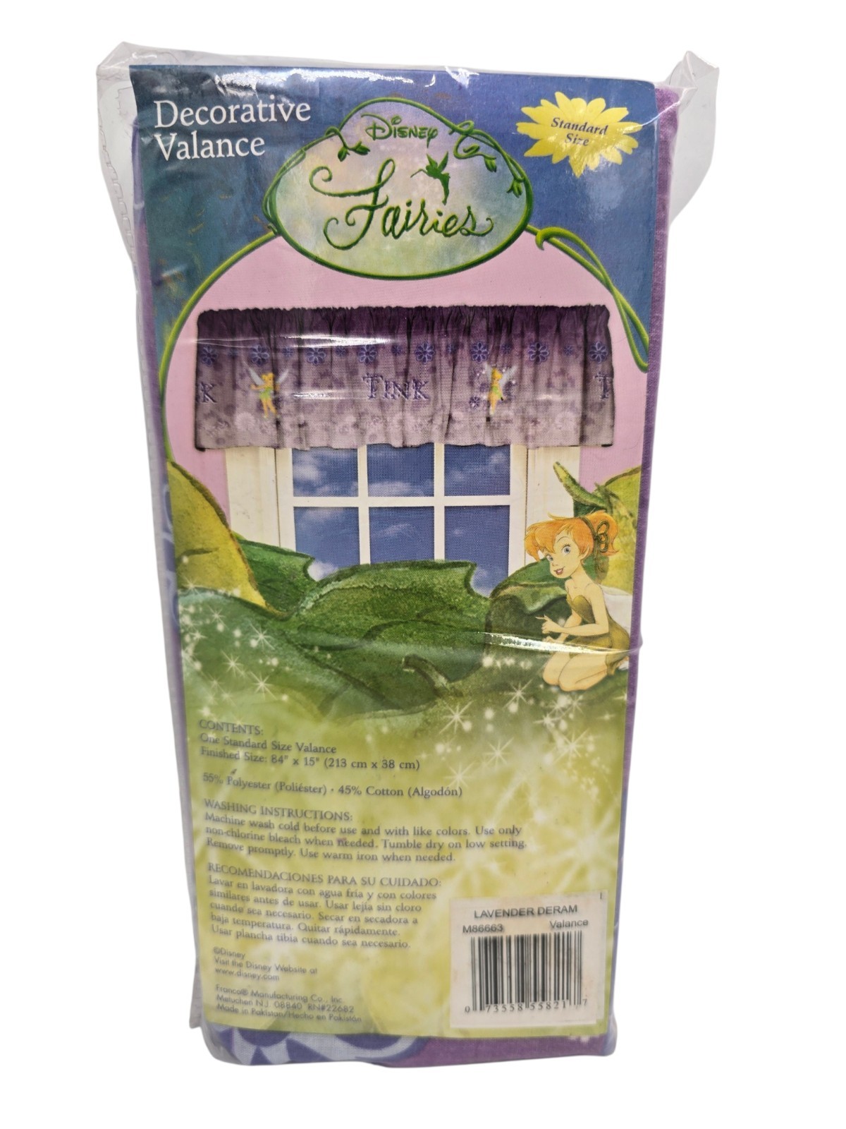 Disney Fairies Tinkerbell Purple Decorative Valance Curtain 84″x 15″ New