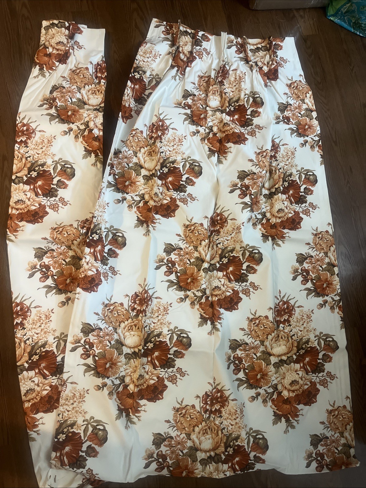 VINTAGE FALL SHABBY ROSES CHIC FLORAL BOUQUET INSULATED DRAPES CURTAIN PANEL 63”