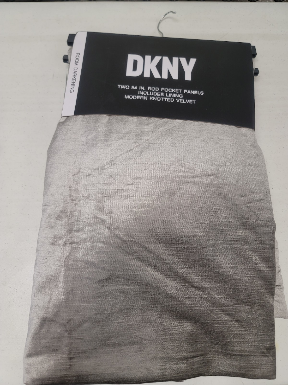DKNY Modern Knotted Velvet 50″ x 84” Window Panel Silver -Pair