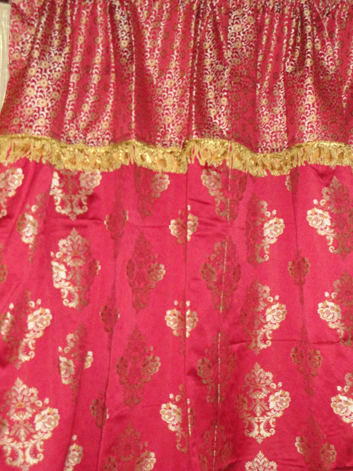 CUSTOM WATERFORD CHARLEMONT RUBY RED GOLD FLORAL (2P) CURTAINS PANELS 49X95