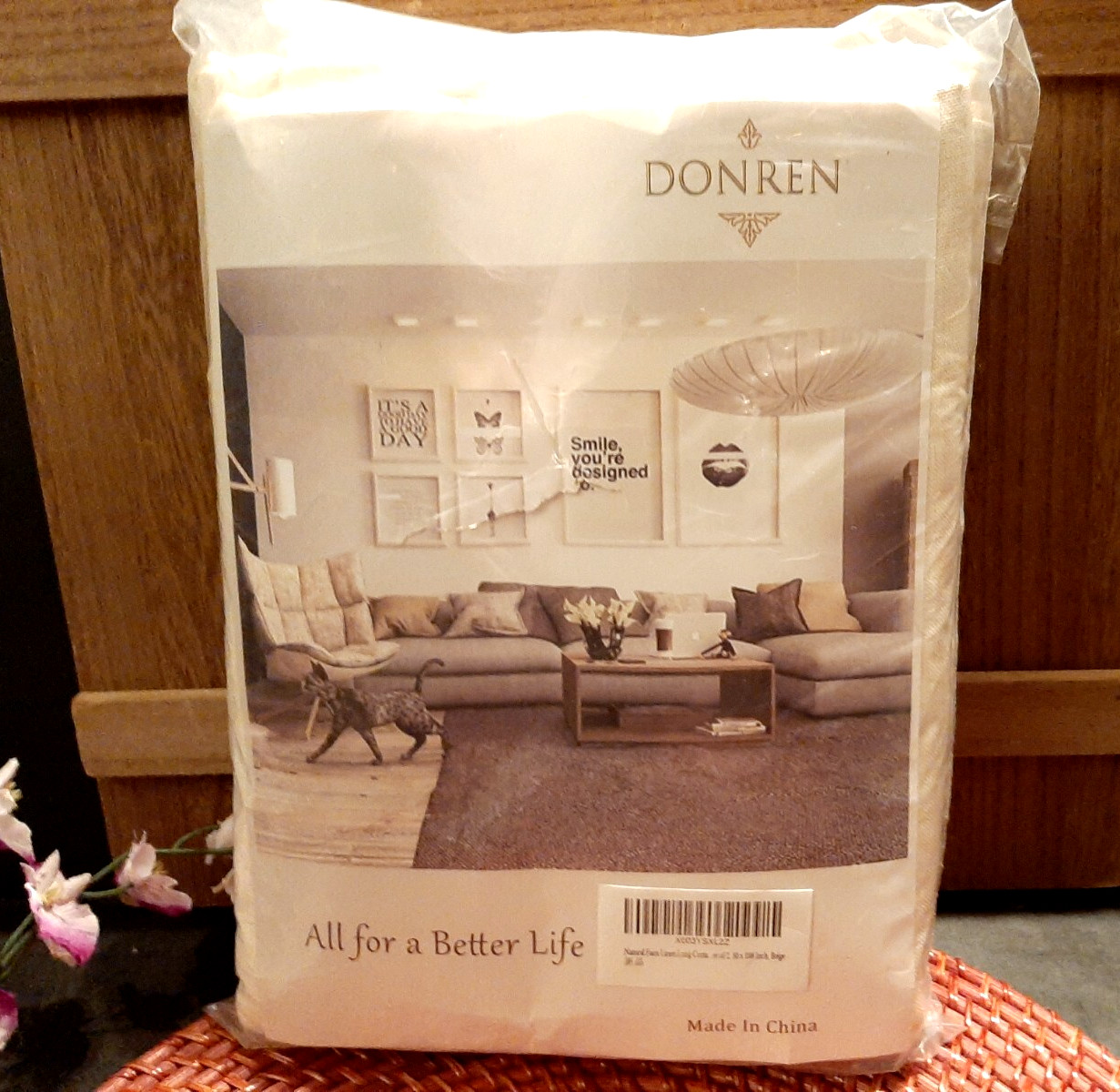 2 Donren Natural Faux Linen Curtain Panels 50×108 Rod Pocket & Back Tab Beige A7