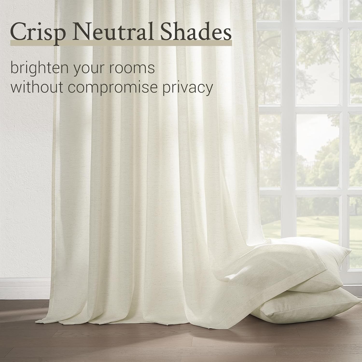 96 Inches Long Pinch Pleated Semi Sheer 40″W x 96″L (Pack of 2) Natural