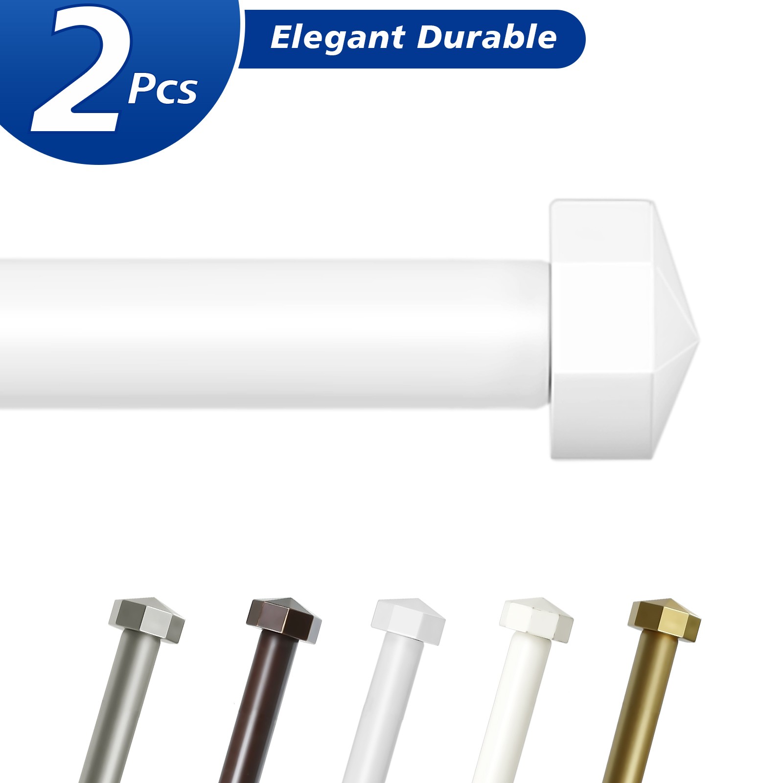 2-1 PCS Single Curtain Rod w/ Octagonal Finial, 5/8 In Dia Drapery Rods 28″-120″