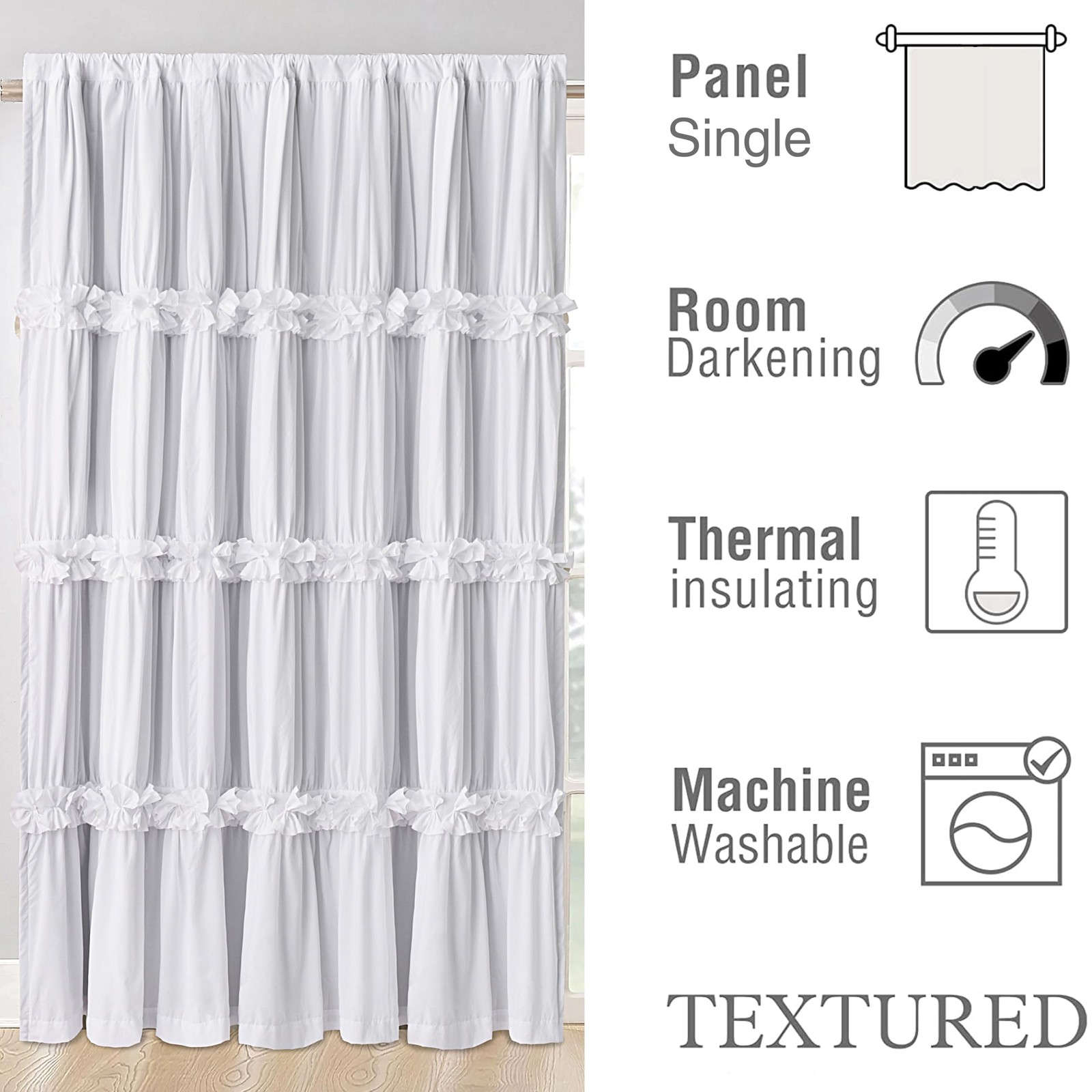 Room Divider Curtains, Boho Ruched Blackout Window Treatments with 3 Rows of …