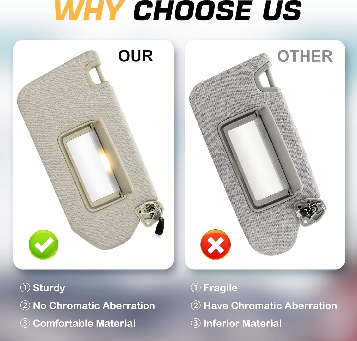 Left Driver Right Passenger Sun Visor Fit for Pathfinder 2013 2014 2015 Beige