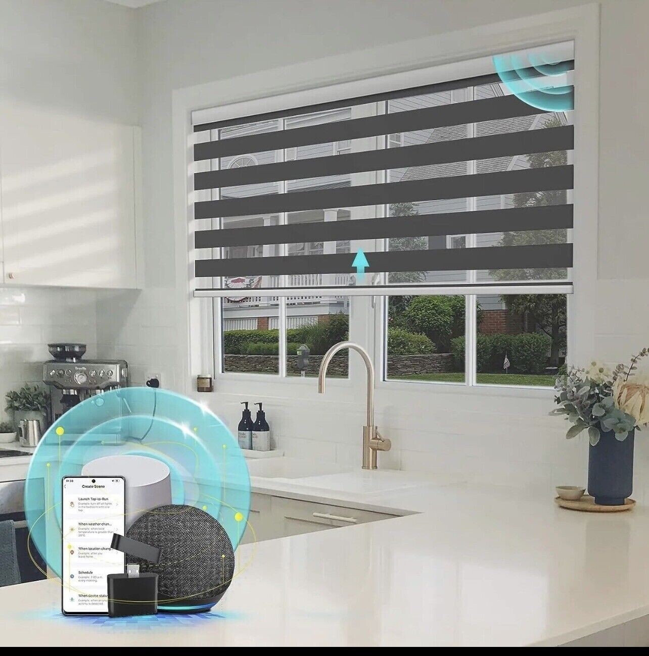 Zebra Design Roller Window Shades, Motorized-Remote, Privacy Blinds 34×72