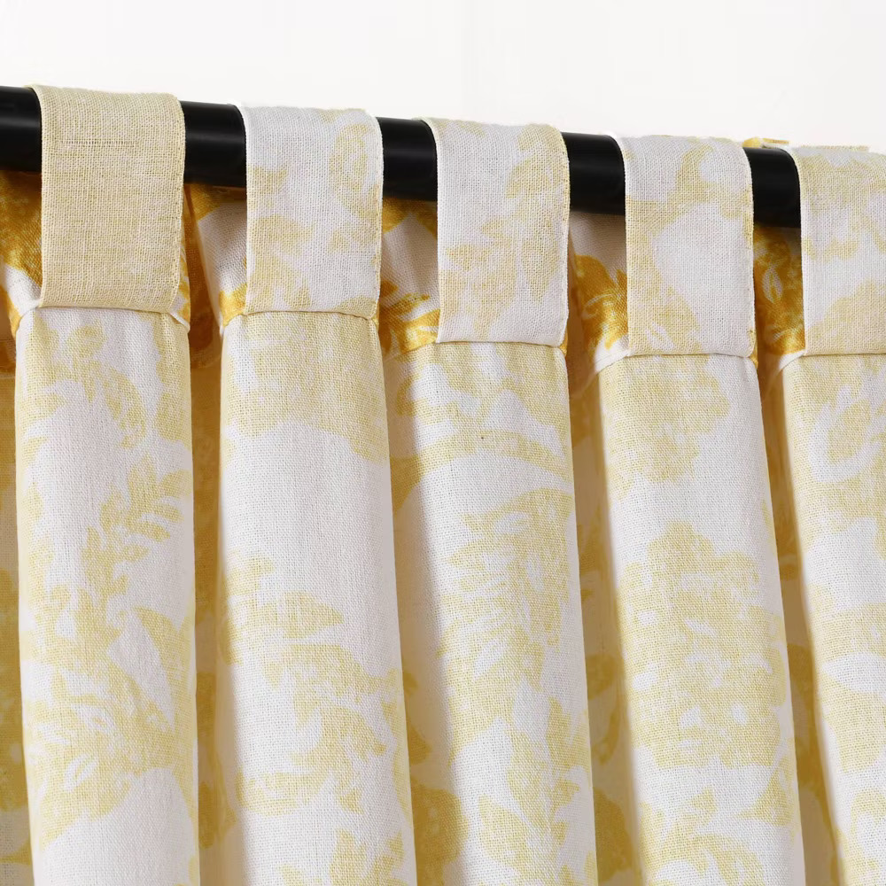 1pc 52″x84″ Light Filtering Emma Textured Jacobean Curtain Panel Yellow – Lush