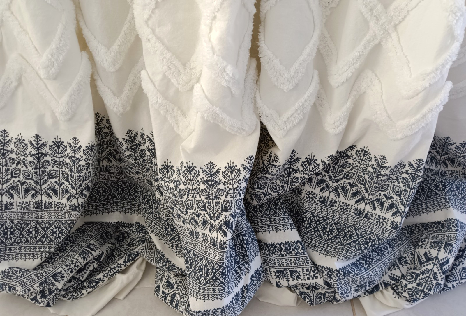 INK+IVY 100% Cotton 2 Panels Curtain Chenille 48”x 80” Geometric Boho Farmhouse