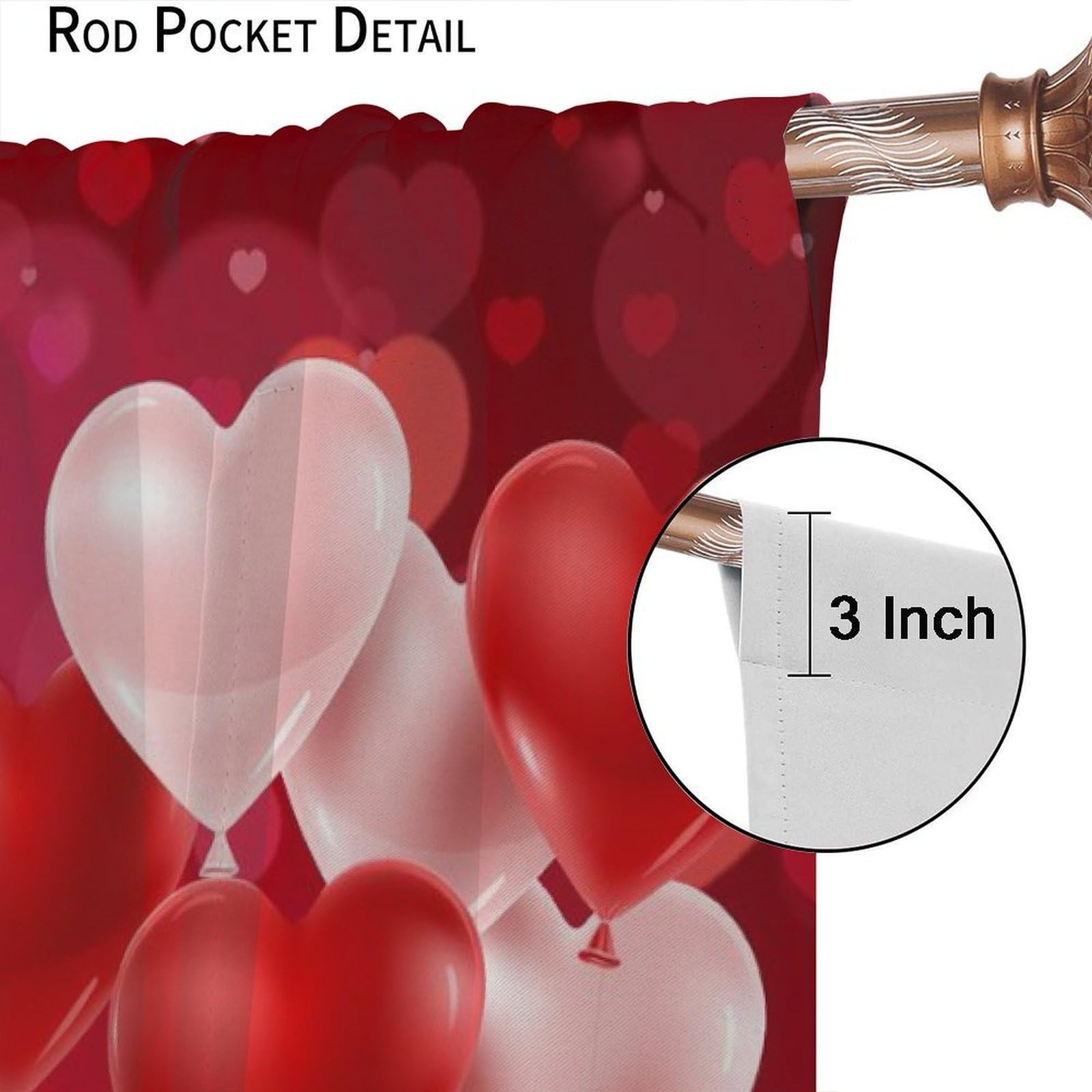 Valentine Day Love Blackout Curtains for Bedroom,Pink Red Romantic Love Heart…
