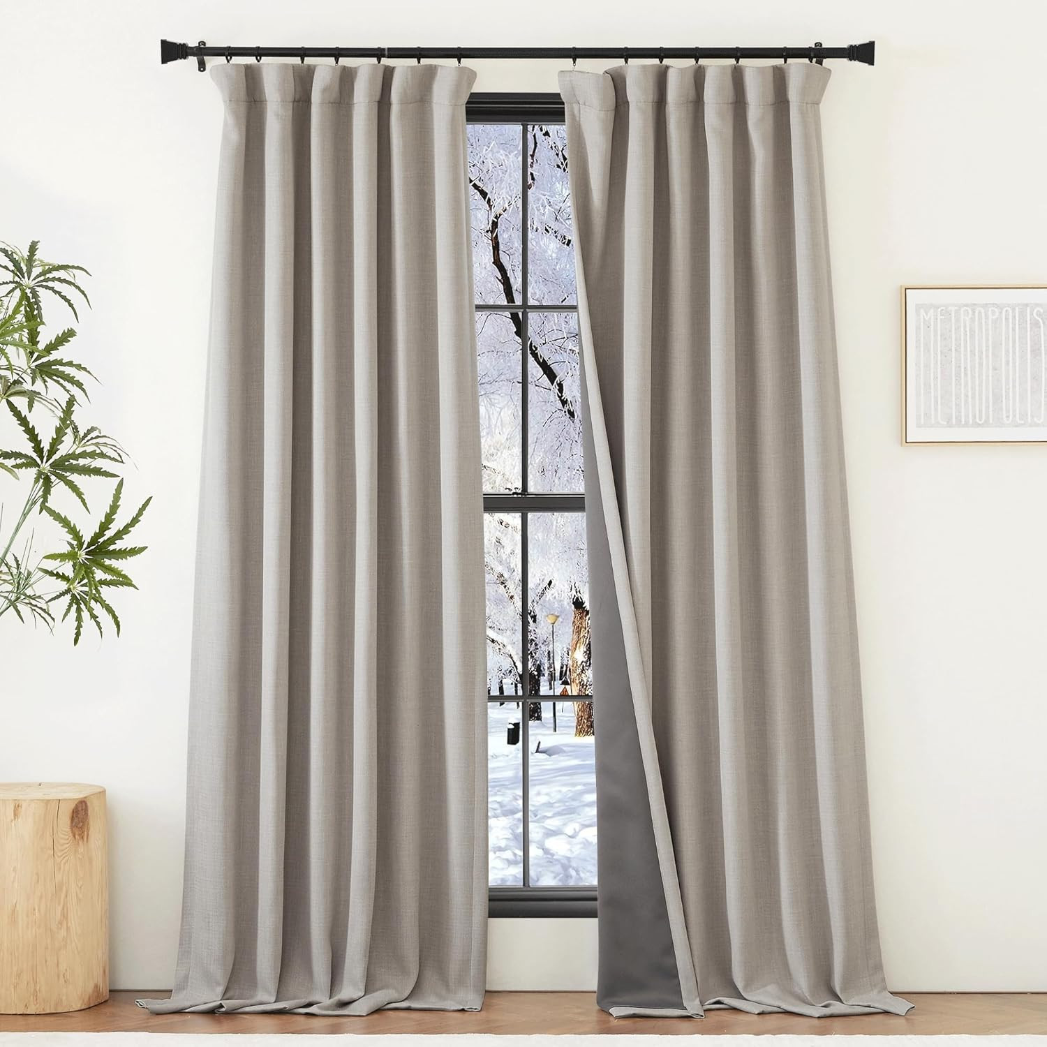 Thick 100% Blackout Curtains 84″ – 2 Panels, Thermal Room Darkening Angora