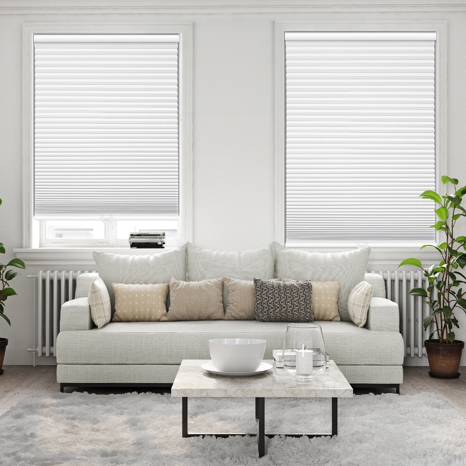Cordless Polyester Blackout Cellular Shade 1-Piece White 35″ W x 72″ L
