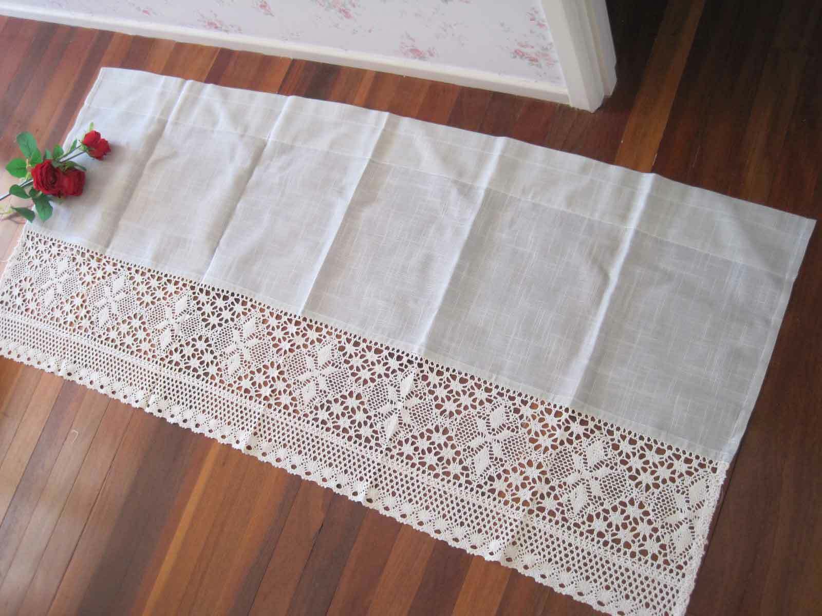 Clearance 55% OFF Elegant Extra Wide Crochet Lace Cotton Linen Grey Curtain