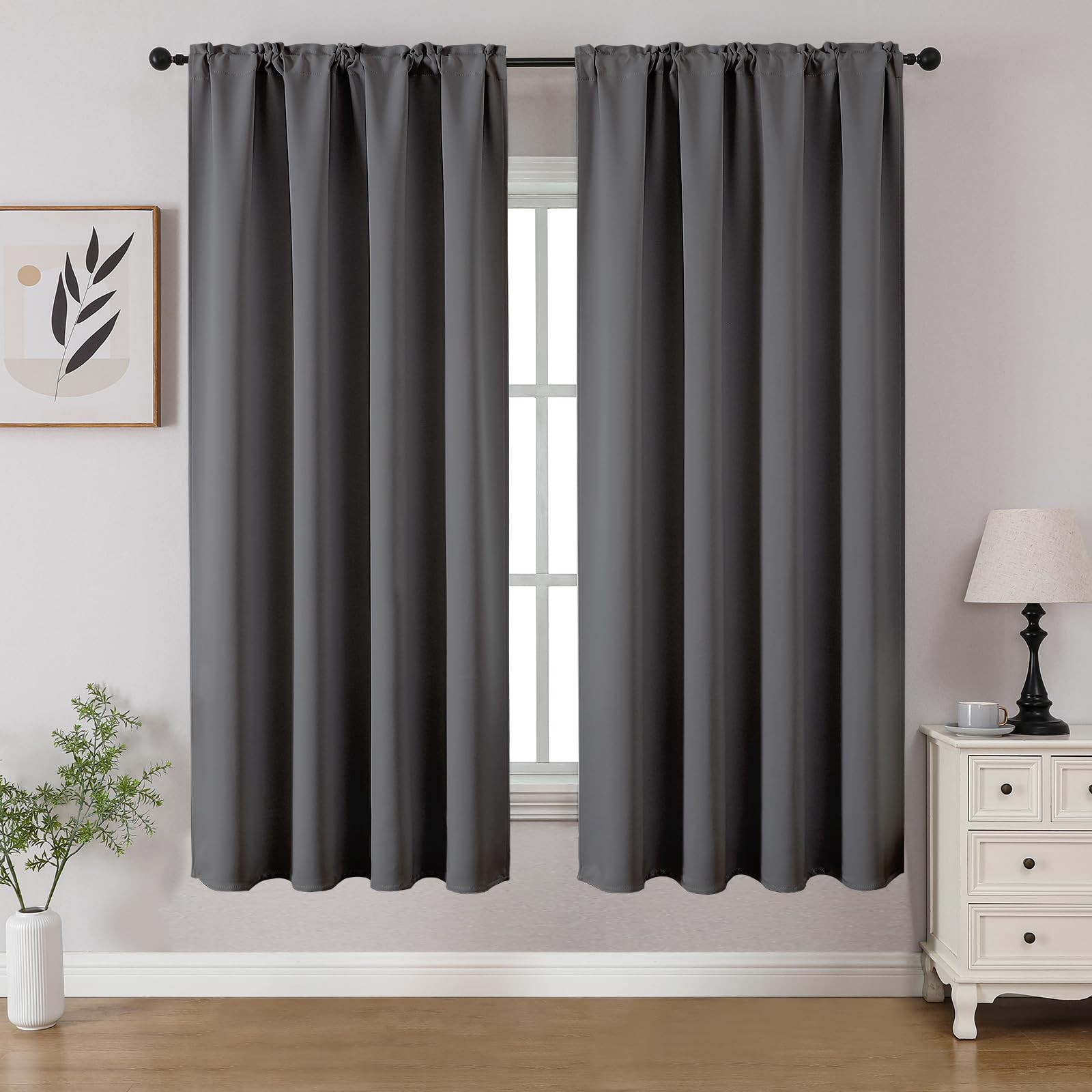 Light Grey Blackout Curtains 52W X 54L Pack Of 2 Thermal Insulated Privacy Dr…