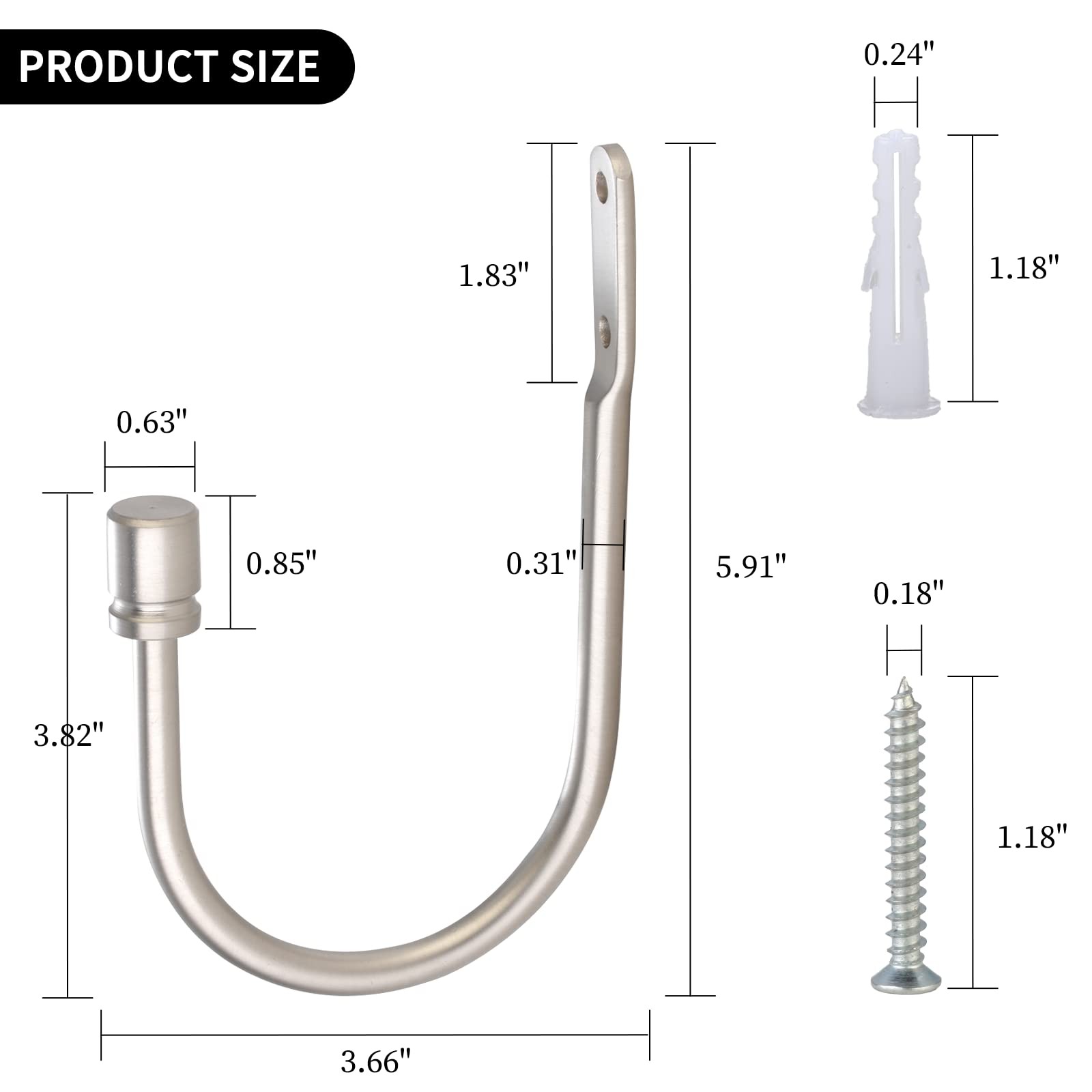 Arnorx Decorative Curtain Holdbacks, Wall Mounted Matte Brushed Nickel