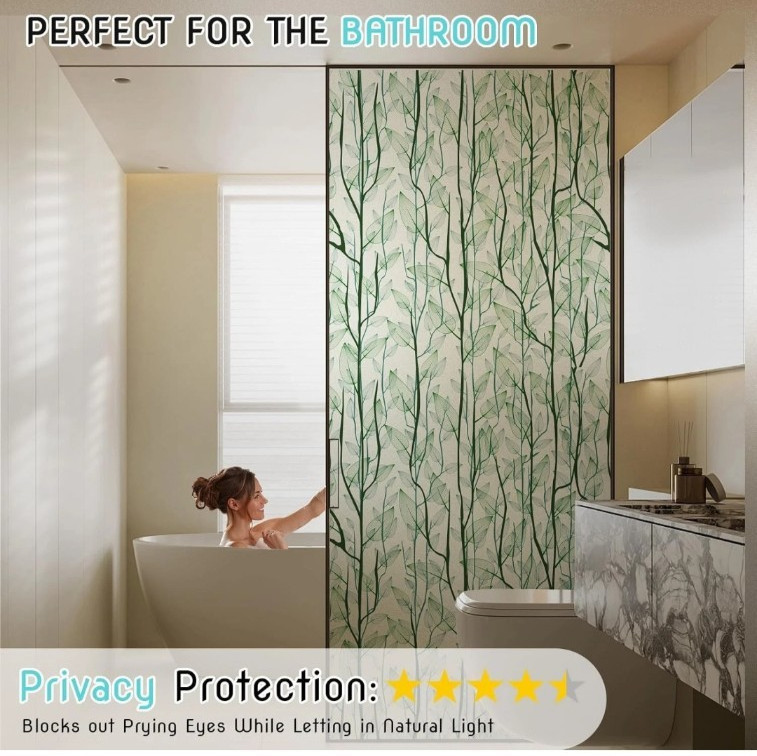 DKTIE Window Film Privacy with Installation Tools 17.7 x 78.7 Dark Green
