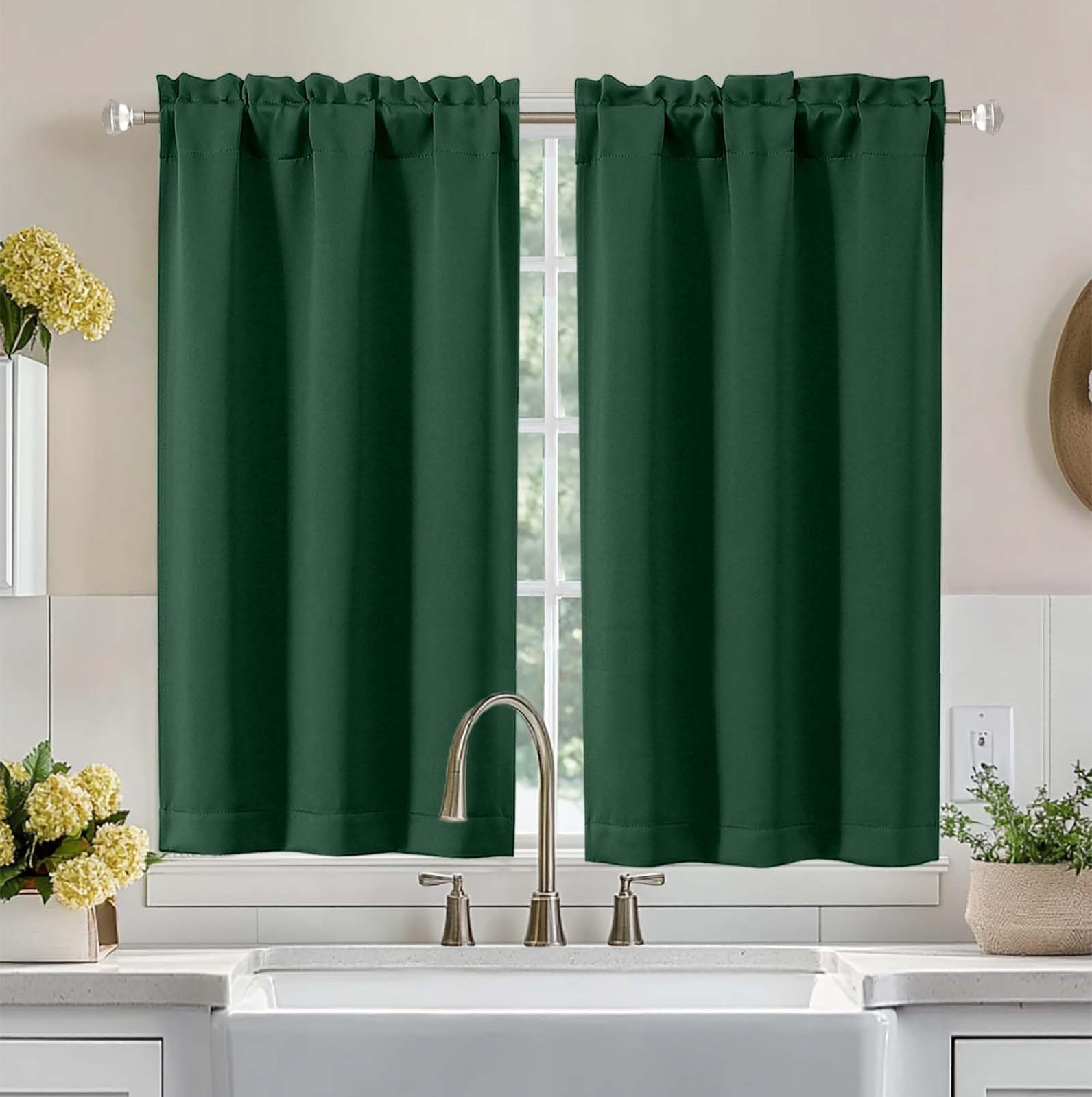 Aiyufeng Ever Green Short Blackout Curtains 45″L 2 Panels – Bedroom