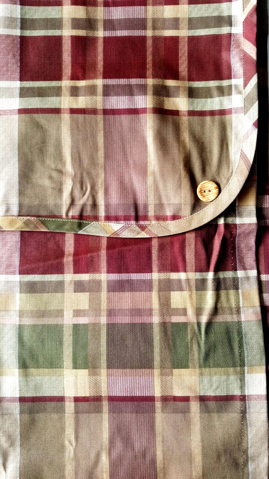 Brentwood Brushed Twill Button Down Window Panels Celedon Plaid 42×63 Set of 2