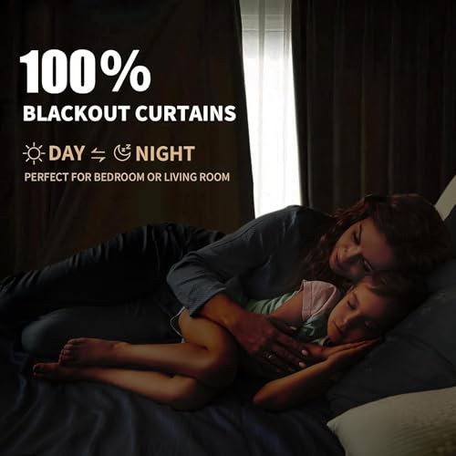 100% Blackout Curtains for Sliding Glass Doors, 102″W x 84″L (Pack of 1) Beige