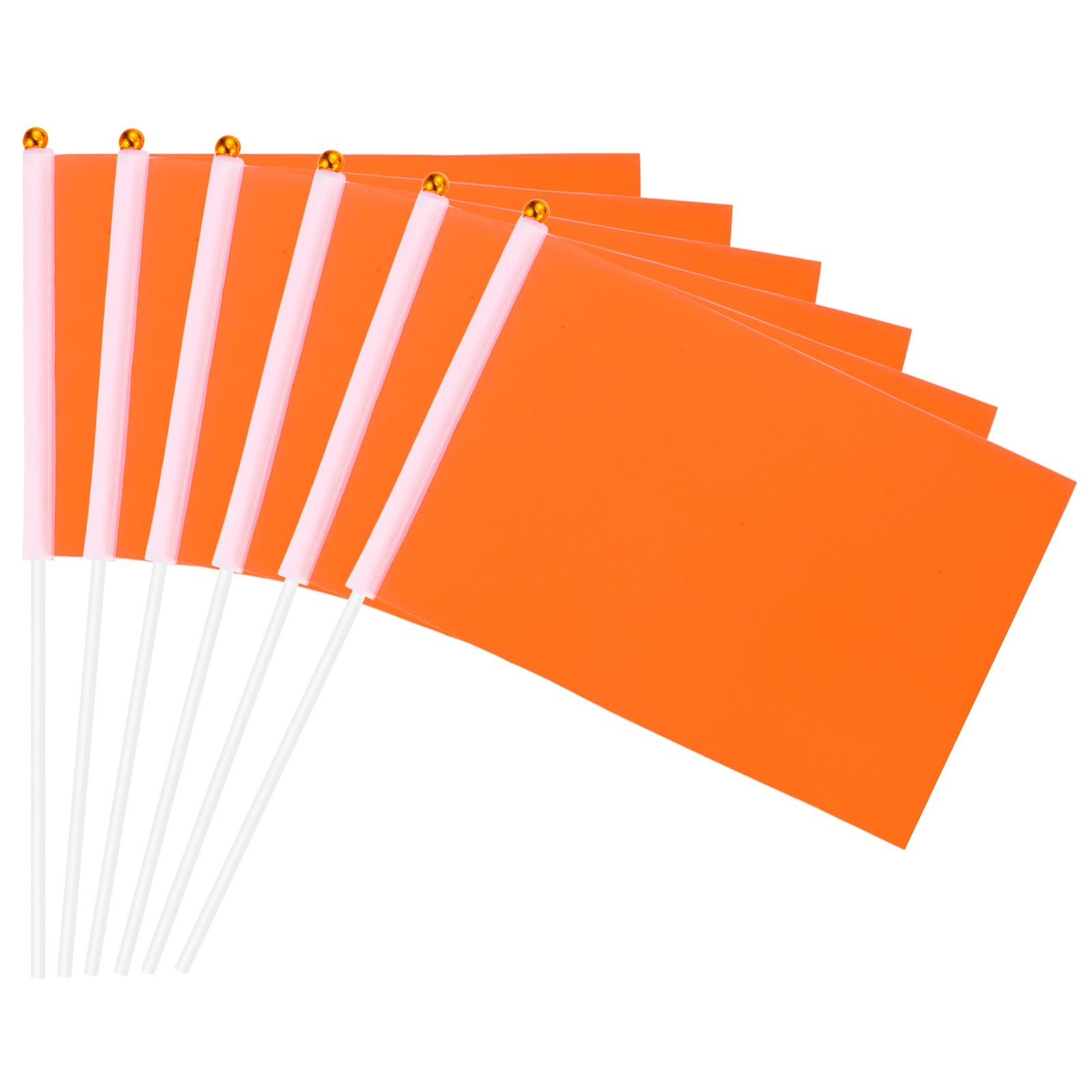 12Pcs 8.3 x 5.5 Inch Orange-Red Blank Stick Flag for DIY Graffiti Birthday
