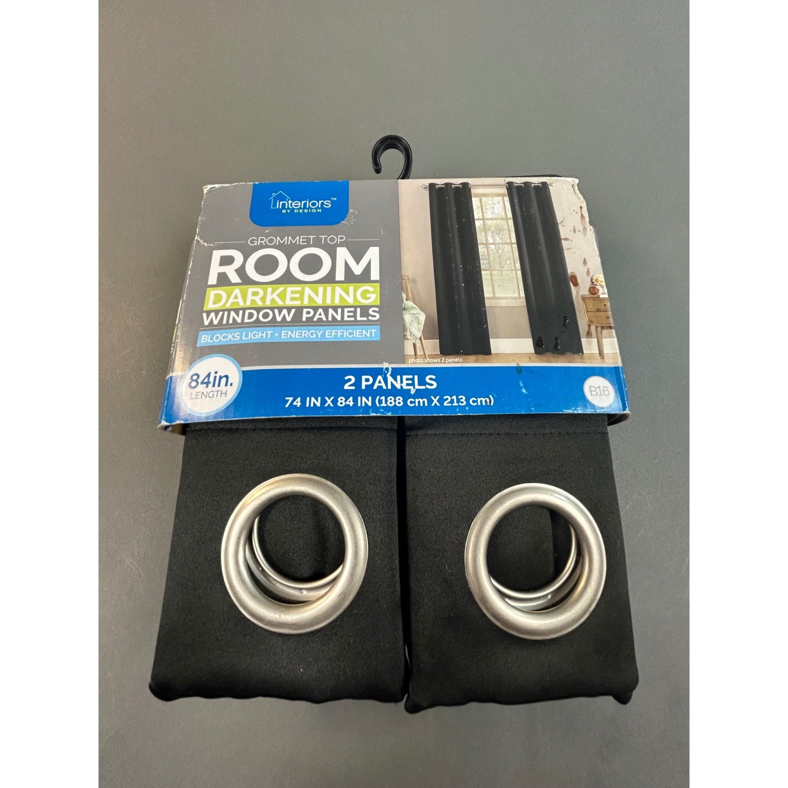 Interiors by Design Room Darkening Window Panels Black Grommet Top 74×84 2pk