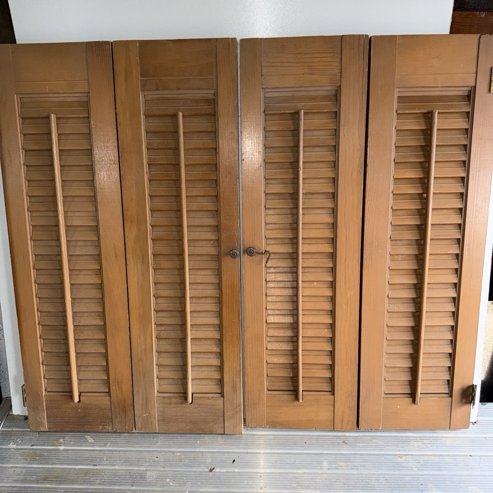 Wooden Shutters For Interior Use 31 1/2 X 26 1/2 Painted Light Brown