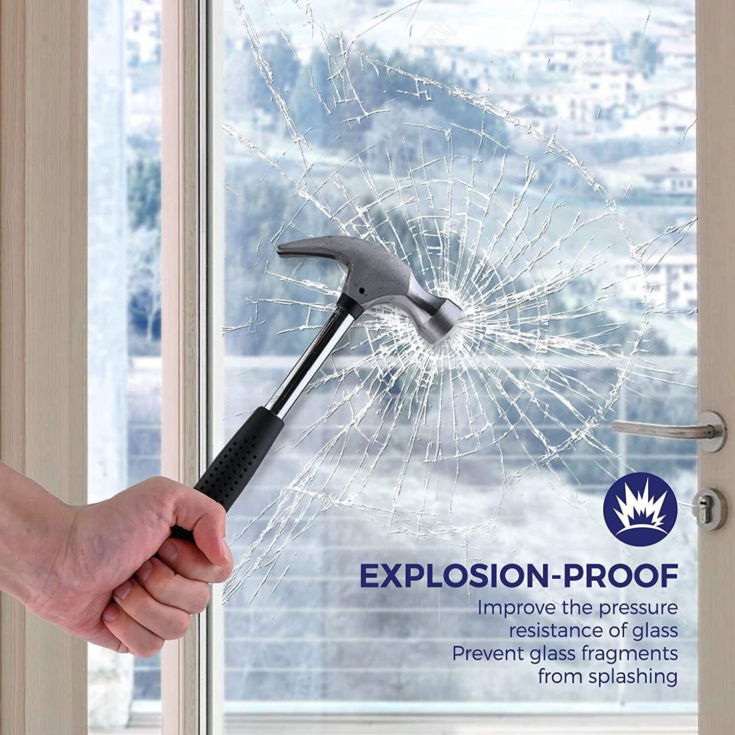 24in x 3.3ft Clear Security Window Film Self-Adhesive Glass Shatterproof 4 Mil