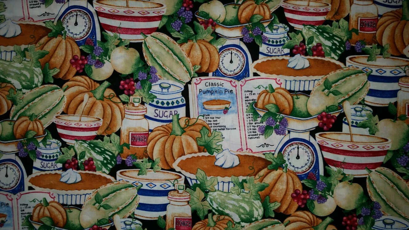 LINED WINDOW VALANCE 42X12 BAKERY BAKING PUMPKIN PIE HARVEST THANKSGIVING FALL