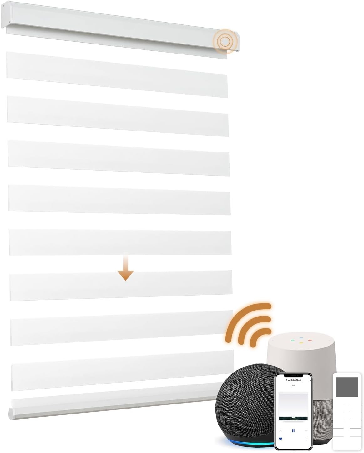 Smart Motorized Zebra Blinds Regular Size, Alexa Zigbee Custom Window Shades