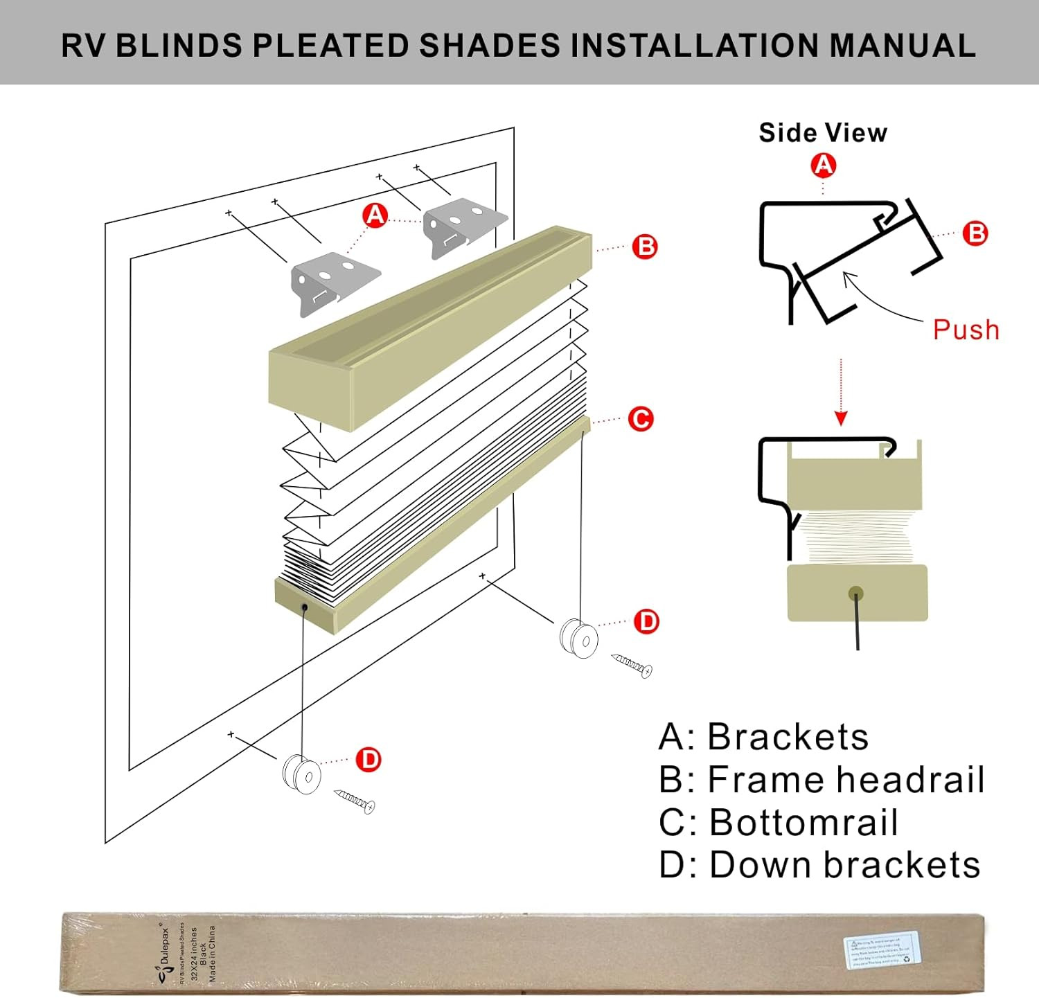 RV Pleated Shades 50×24 Cappuccino Camper Window Blinds