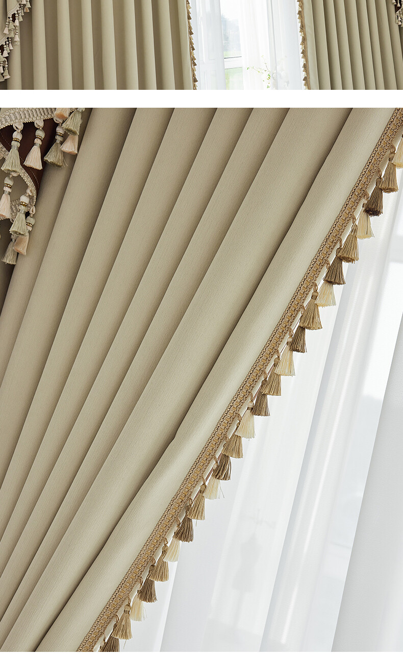 French Chenille cream color bedroom luxury cloth curtain valance drape C1520