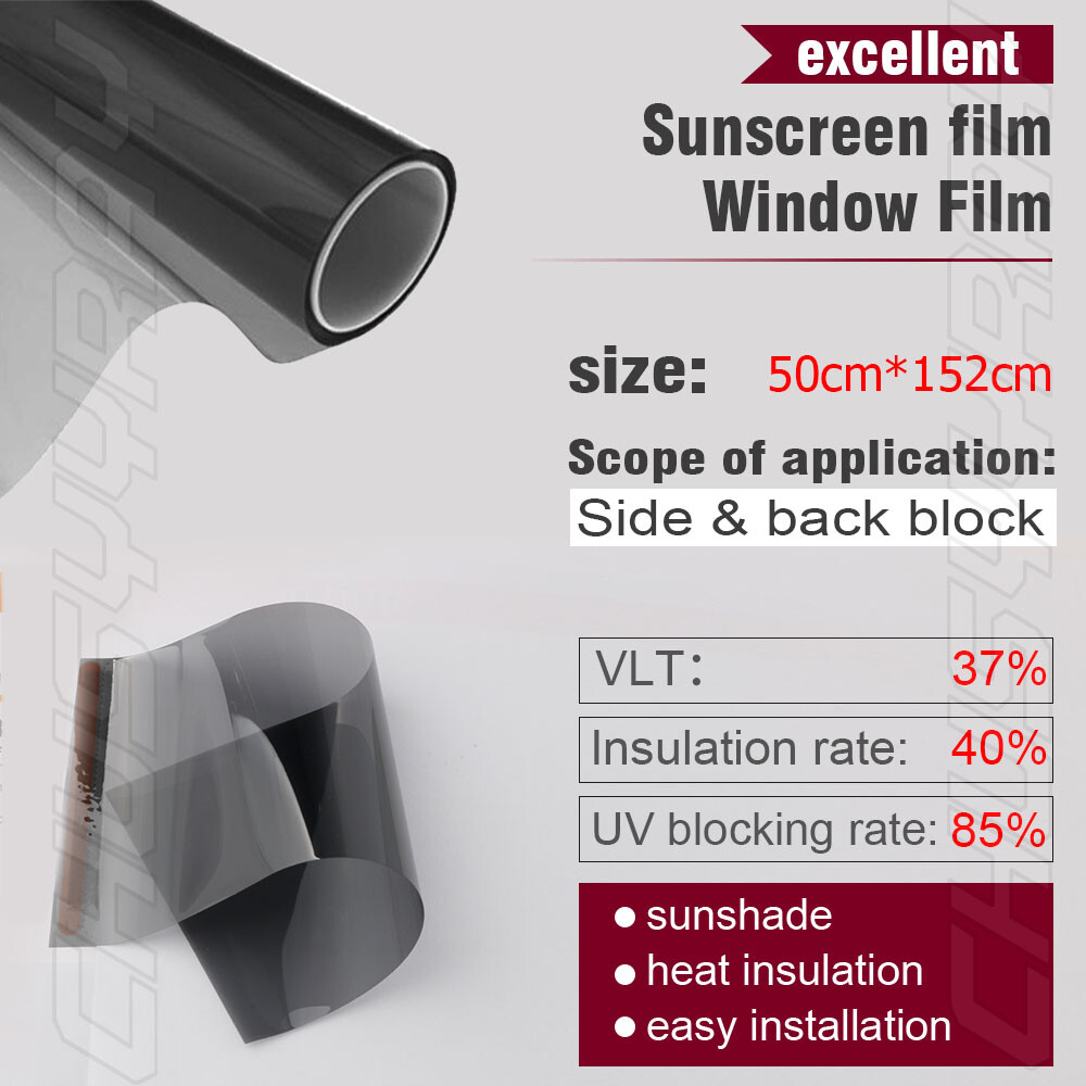 BLACK WINDOW TINT FILM AUTO CAR OFFICE TINTING SUPER DARK LIMO 35% 50X152CM
