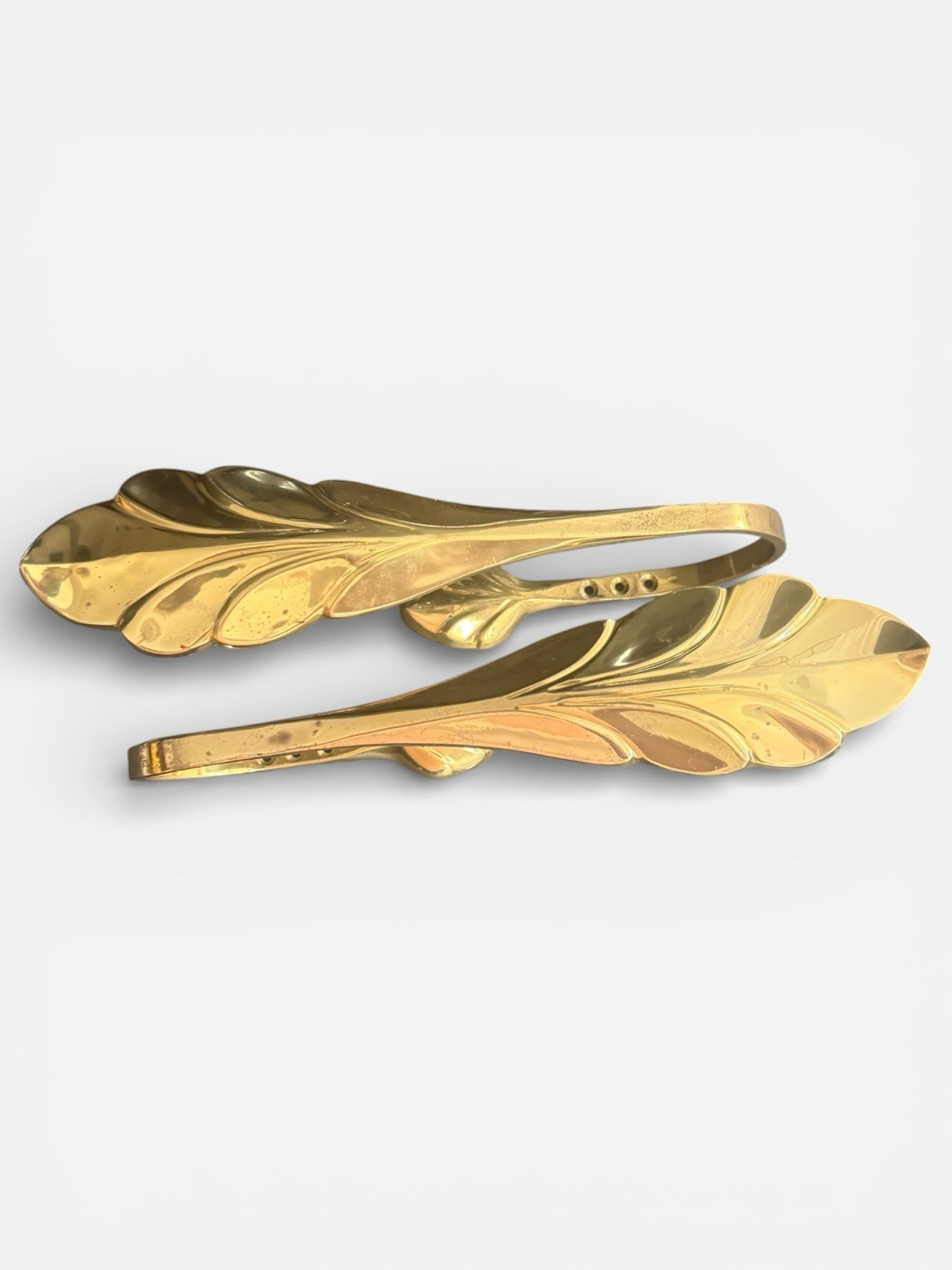 Solid Brass Leaf Design Curtain Tie Backs 11”x3 1/3”
