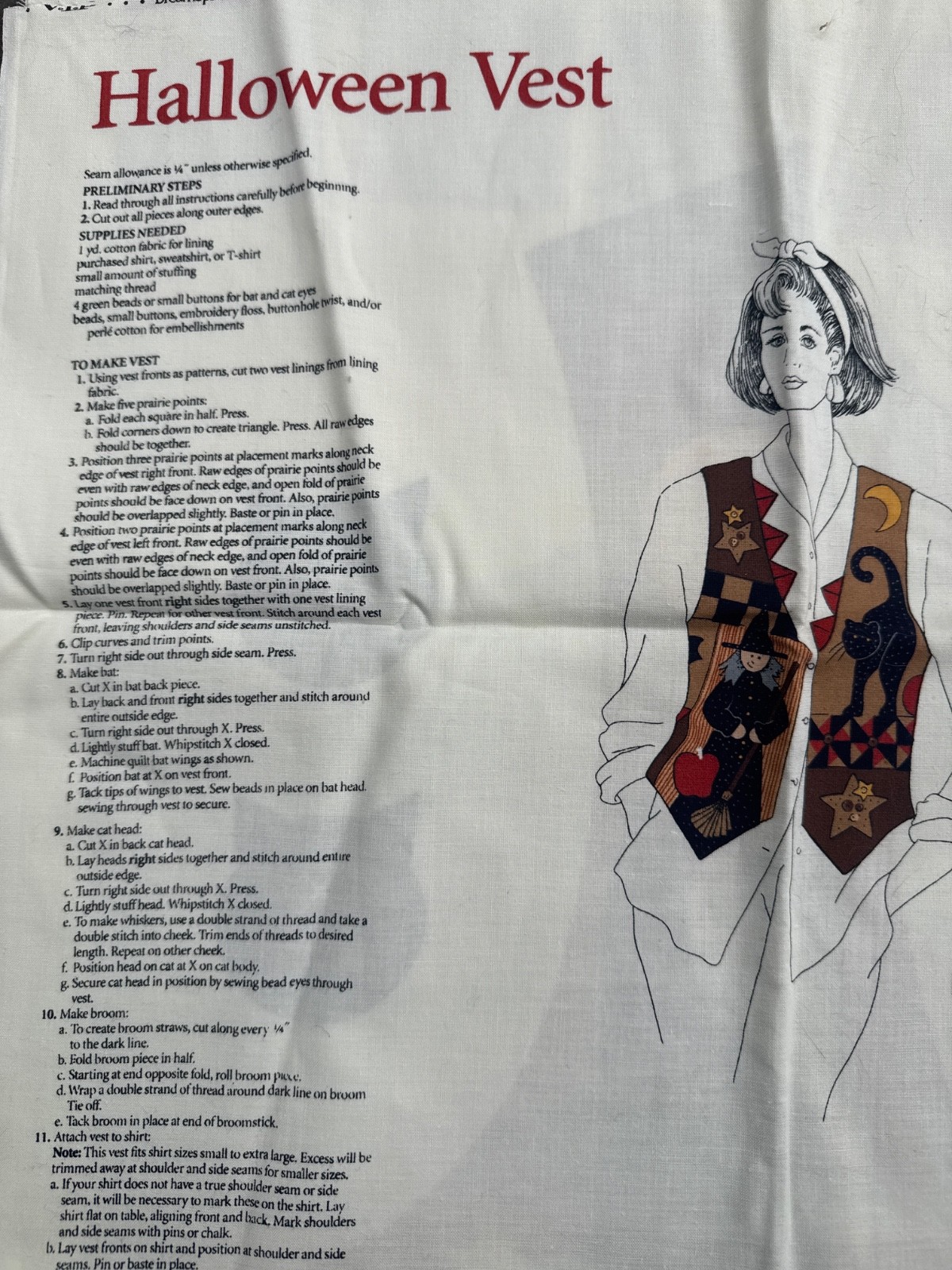 “Halloween Vest” Cut ‘N Sew Fabric Panel