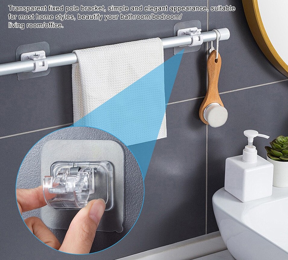 2-8pcs Curtain Rod Brackets Self Adhesive Nail Free Bathroom Kitchen Holder Hook