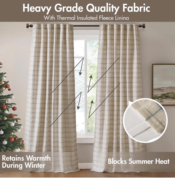 MADISON PARK CURTAIN 50″W x 95″L (Pack of 1) Rod Pocket, Linen Blue NEW