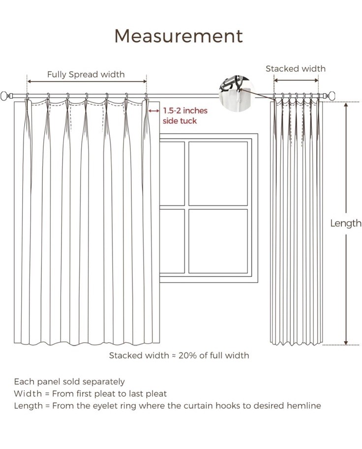Liz Linen TwoPages 2) Curtain 52”W X 90”L Pinch Pleat 1908-5 Burlywood Birch NEW