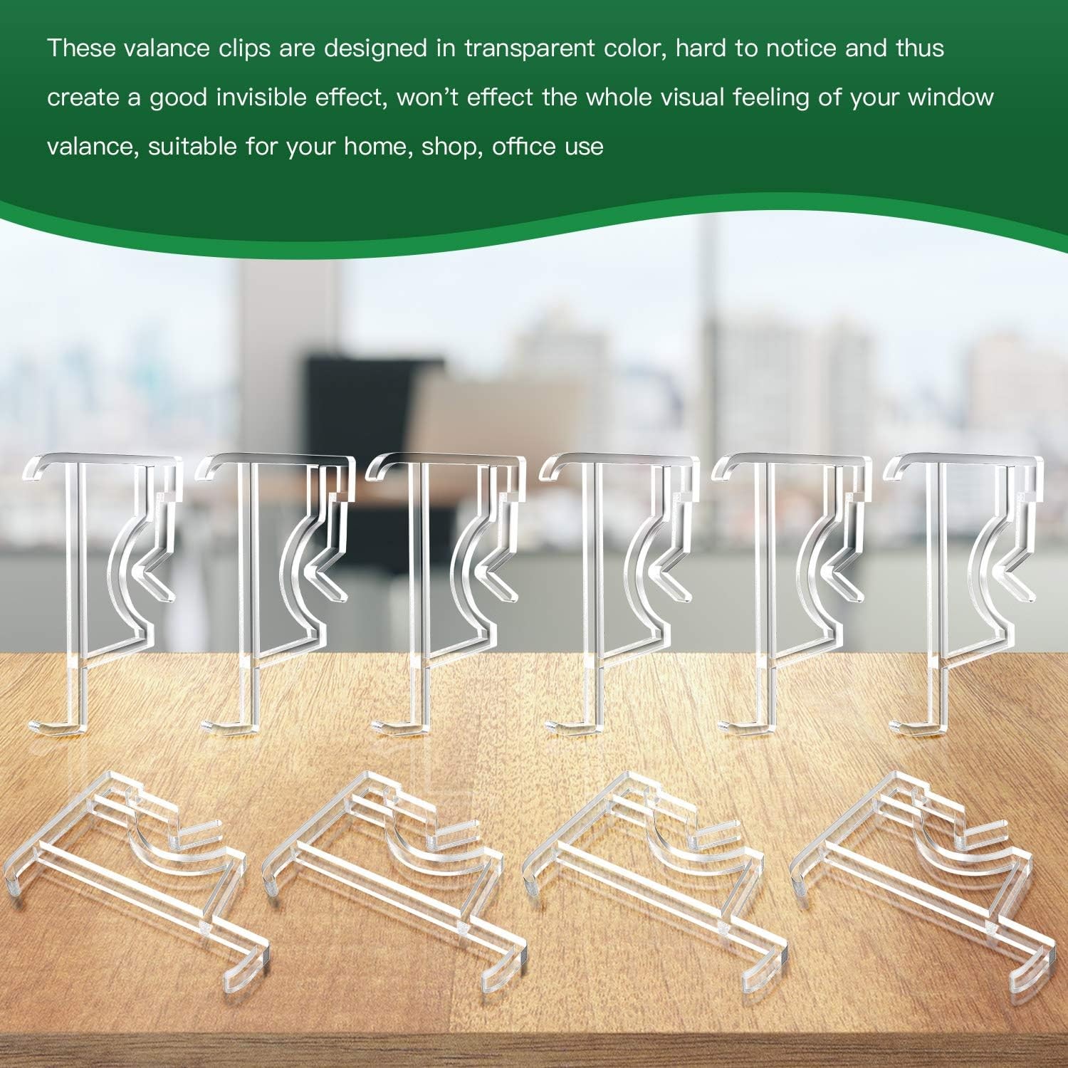 10 Pcs 2 Inch Hidden Valance Clips for Blinds Clear Plastic Blind Window Valance