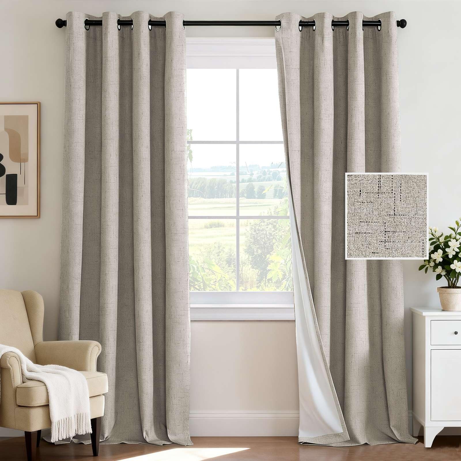 H.Versailtex 100 Blackout Curtains For Bedroom 84 Inches Long Grommet Linen