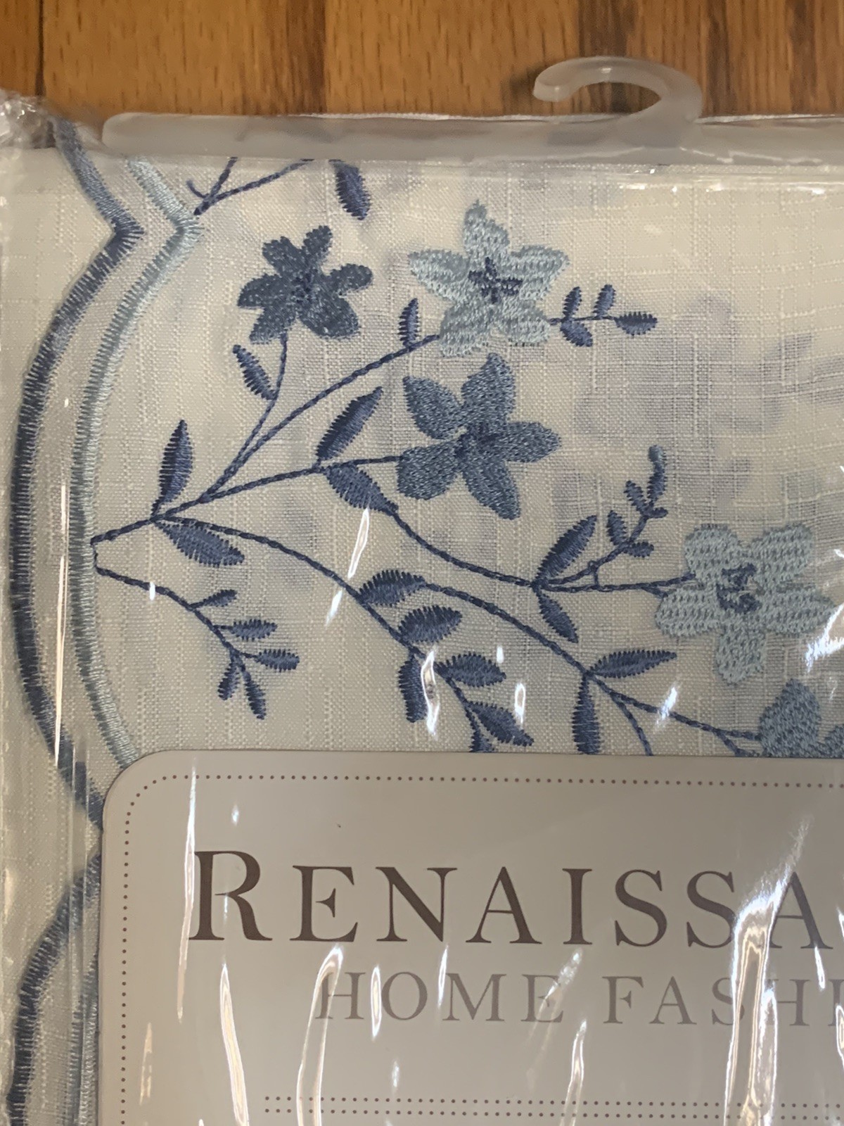Belle Maison Bloom Renaissance Home Embroidered Tier Pair Blue White Floral 36″