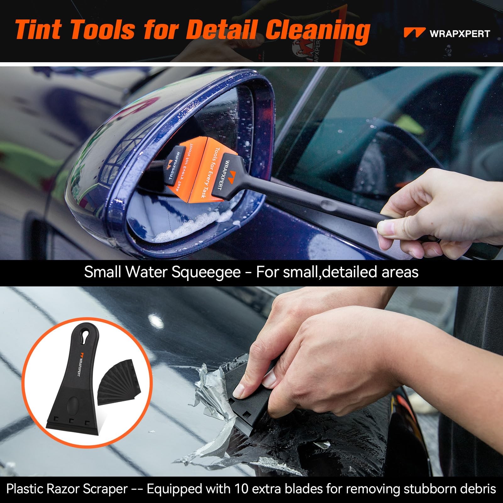 Car Window Tint Tools Kit Vinyl Wrap Squeegee Felt Long Handle Film Installation