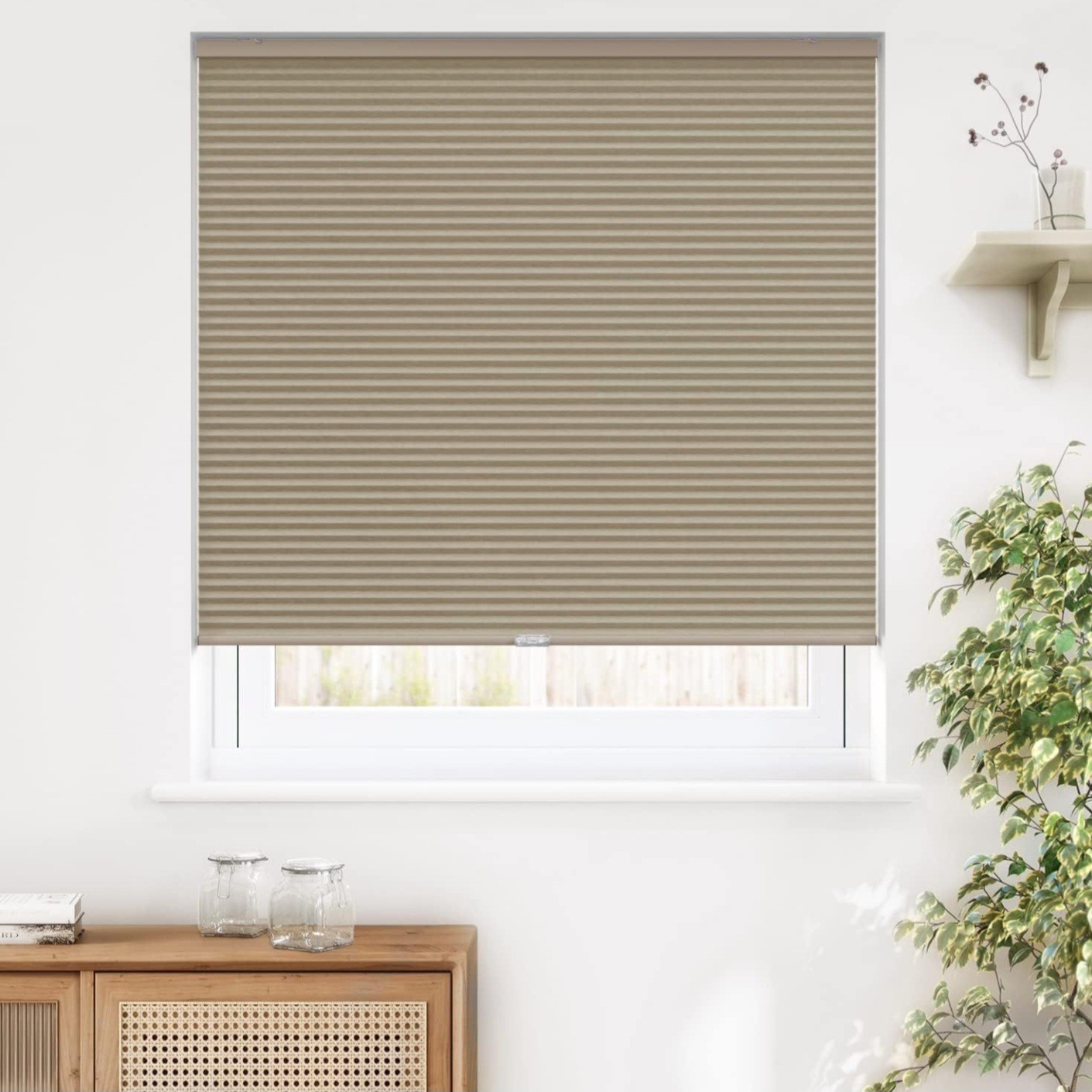 LazBlinds Cordless Cellular Blinds 26×48 Taupe Light Filtering Insulated