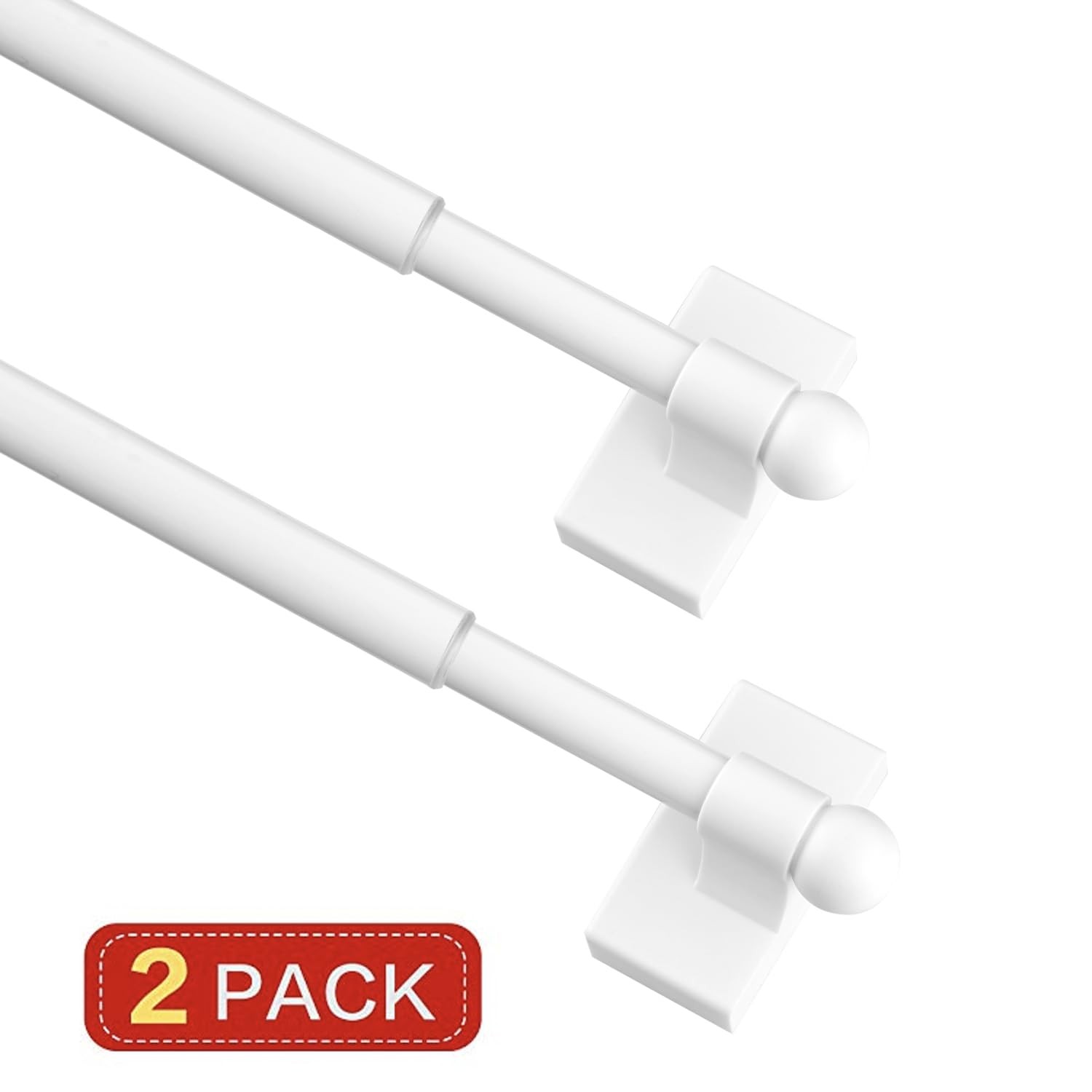 2PACK Magnetic Curtain Rod Adjustable 9 16 Inch No Drill For Metal Doors White