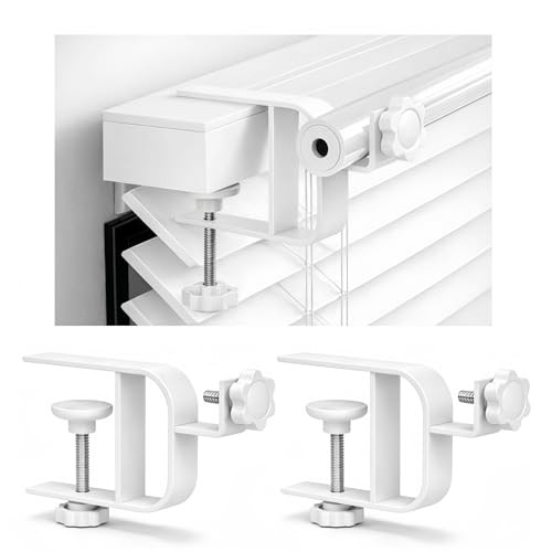Inside Mount Curtain Rod Bracket for Blinds, No Drill Blind Adapter, White-2PCS